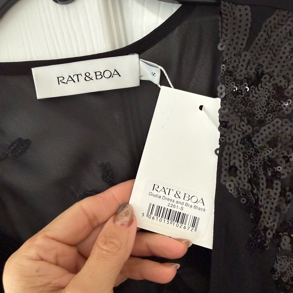 Rat & Boa Giulia Floral Sequin Embroidered Semi Sheer Dress Black NEW with tags - Picture 7 of 10